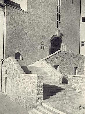 Treppenaufgang zur Mariannhiller Herz Jesu Kirche in Wrzburg im Jahr 1928